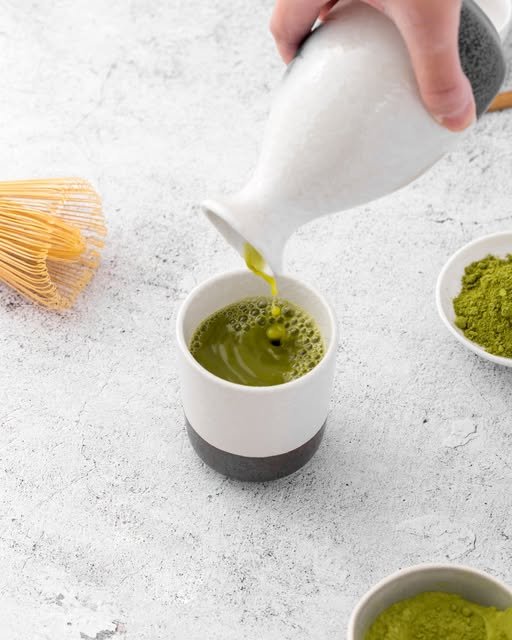 Matcha poured into ceramic cups